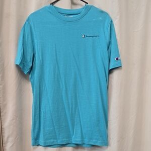 Champion Men's Turquoise Blue Short-Sleeve Logo Tee